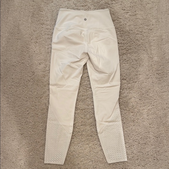 lululemon athletica Pants - Lululemon Cropped White Cutout Leggings